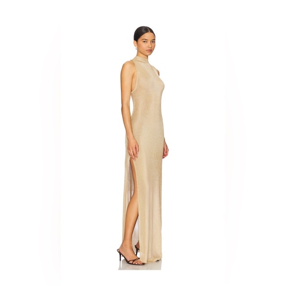 SER.O.YA Henne Metallic Dress in Gold – Size Small - Picture 2 of 6